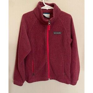 Raspberry Pink Columbia Girl Fleece Zipper Jacket, Size Youth Small, Size 7-8